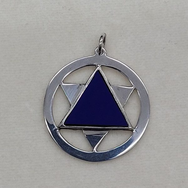 Handmade sterling silver Magen David star Lapis pendant  traditional Magen David star shape set with genuine triangle blue Lapis Lazuli stone