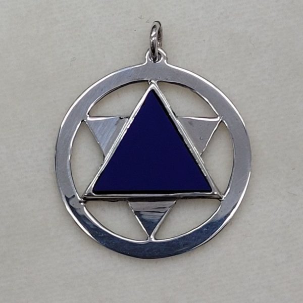 Handmade sterling silver Magen David star Lapis pendant  traditional Magen David star shape set with genuine triangle blue Lapis Lazuli stone