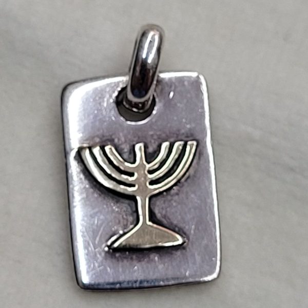 Handmade sterling silver gold Menorah pendant, the Menorah is 14 carat gold soldered on sterling silver pendant 2.1  cm X 1.1  cm X 0.7 cm approximately.