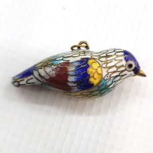 Sterling silver dove bird pendant cloisonné enamel little blue dove bird. The cloisonné technique is making boundaries on the item one wants to color.