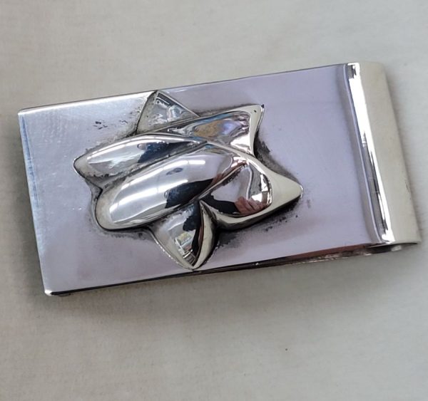 Handmade sterling silver abstract MagenDavid money holder, David star shaped as a dove  made by S. Ghatan Katan. Dimension 2.4 cm X  5 cm approximately.