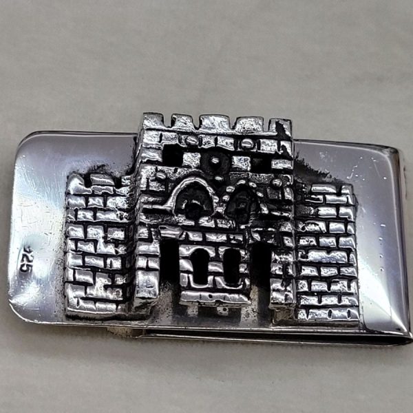 Handmade sterling silver golden gate money holder shape  encrusted solid made by Biers. Dimension 2.5 cm X  5 cm approximately.