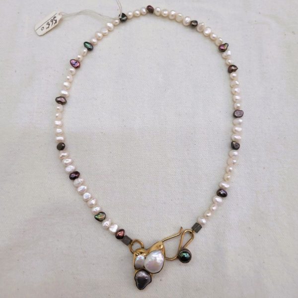 Black white pearl necklace - Image 3