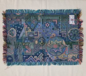Handmade Druze placemat rectangle blue, where each side is as beautiful because of the different shades of blue colors they have skillfully used.