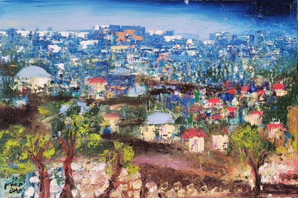 Jerusalem new city painting painting is painted so skillfully in an abstract style that one can recognize the neighborhood immediately.