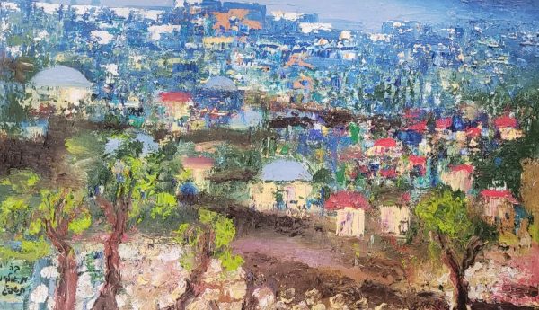 Jerusalem new city painting painting is painted so skillfully in an abstract style that one can recognize the neighborhood immediately.