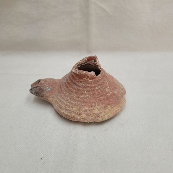 Antique shaped Herodian oil lamp 1st century, King Herod era found in the Holy Land of Israel 1st century BC. It is from private collection.