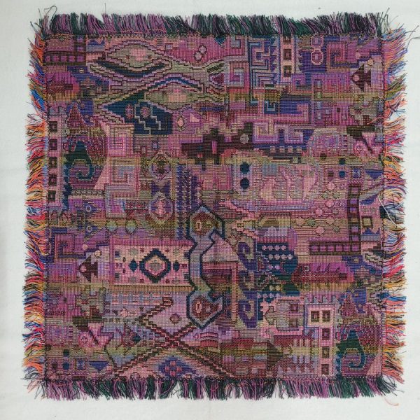 Handmade Druze placemat purple fish square shape, where each side is as beautiful because of the different shades of purple colors.