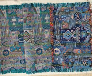 Handmade Druze runner rectangle blue, where each side is as beautiful because of the different shades of blue and violet colors.