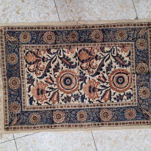 Handmade rectangle Qalamkari different flower pattern cotton tablecloth, where are beautiful designs because of the different flowers and geometrics.