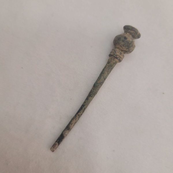 Genuine antique spin thread needle, where spinner had to attach thread at round bottom of needle so to keep on spinning, found in the holy land.