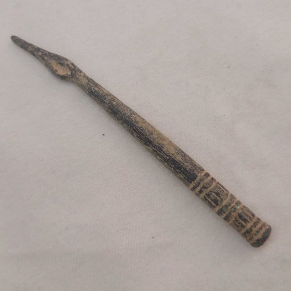 Genuine antique bronze sewing needle, the hole of needle is full of mud where it was buried, found in the holy land and dated 2000 BC.