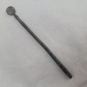Genuine antique small antique bronze age spoon found in the holy land and dated 2000 BC. Dimension 0.5 cm X 9.5 cm X 0.4 cm approximately.