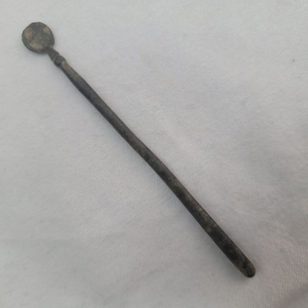 Genuine antique small antique bronze age spoon found in the holy land and dated 2000 BC. Dimension 0.5 cm X 9.5 cm X 0.4 cm approximately.