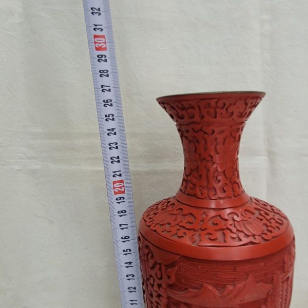 Rosewood carved enameled vase - Image 3