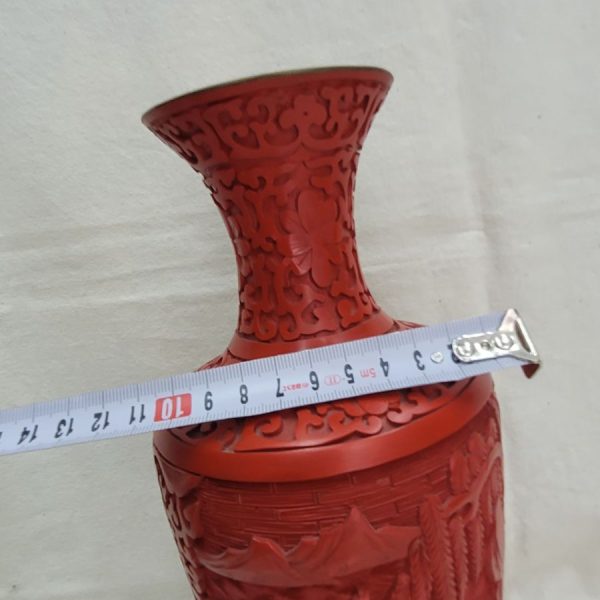 Rosewood carved enameled vase - Image 4