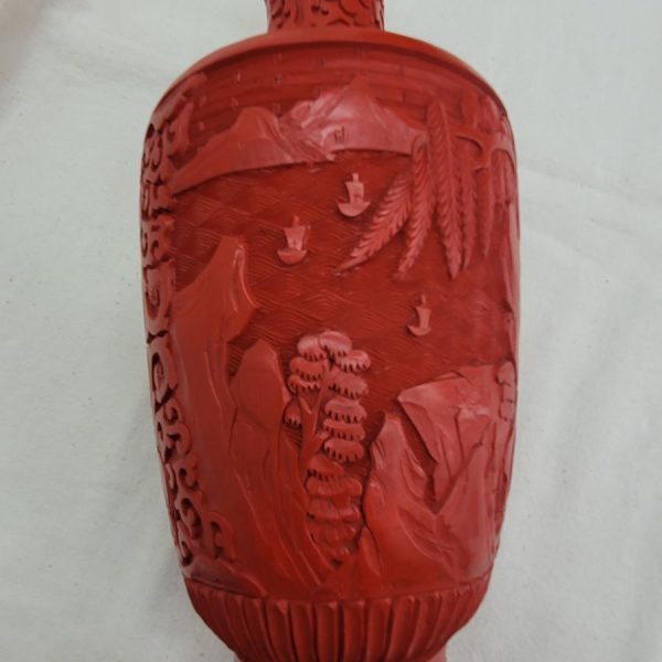 Rosewood carved enameled vase - Image 5