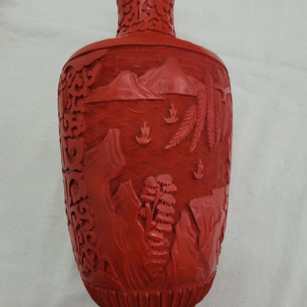 Rosewood carved enameled vase - Image 7