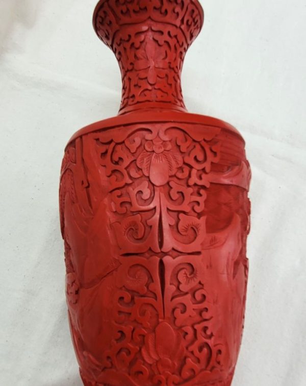 Rosewood carved enameled vase - Image 9