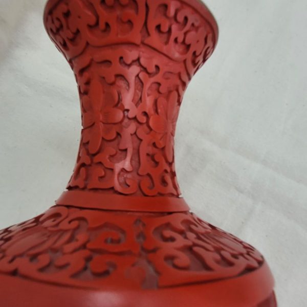 Rosewood carved enameled vase - Image 10