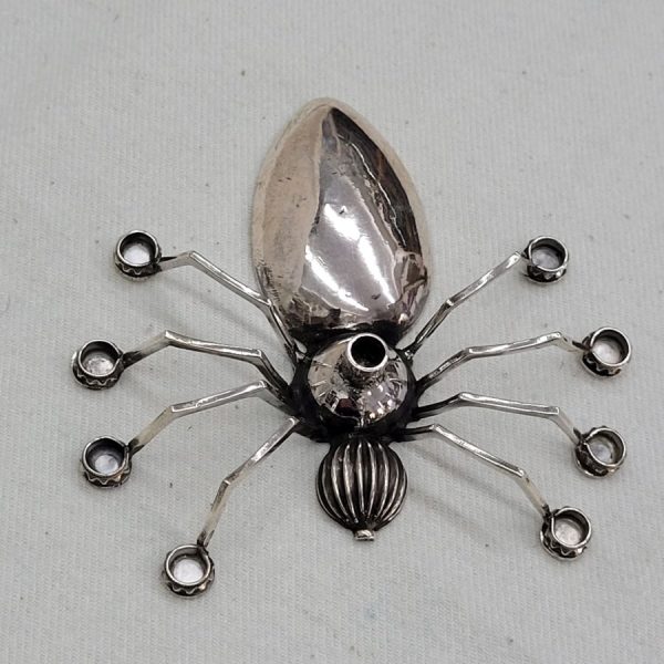 Handmade sterling silver miniature size Menorah sterling silver spider shape unique one of a kind miniature size made by S. Ghatan (Katan).