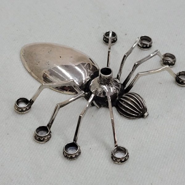 Handmade sterling silver miniature size Menorah sterling silver spider shape unique one of a kind miniature size made by S. Ghatan (Katan).
