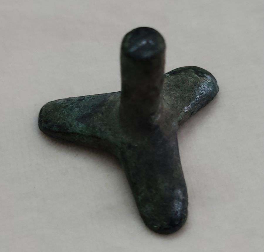 Genuine antique temple bronze seal used to proof that wine sealed jars or sealed kosher food has not been profaned by anyone found in the holy land.