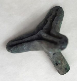 Genuine antique temple bronze seal used to proof that wine sealed jars or sealed kosher food has not been profaned by anyone found in the holy land.