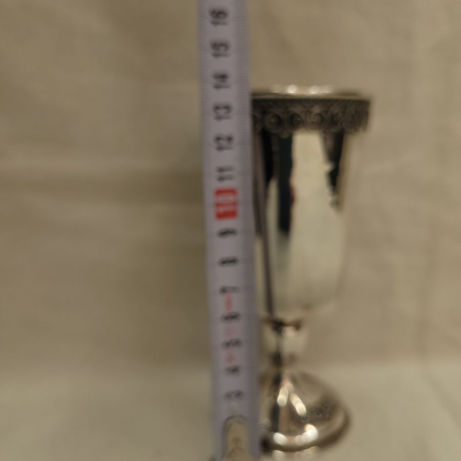 Sterling Silver fine Yemenite filigree cup with Yemenite filigree designs around. Dimension diameter 6.7 cm X 13.8 cm approximately.