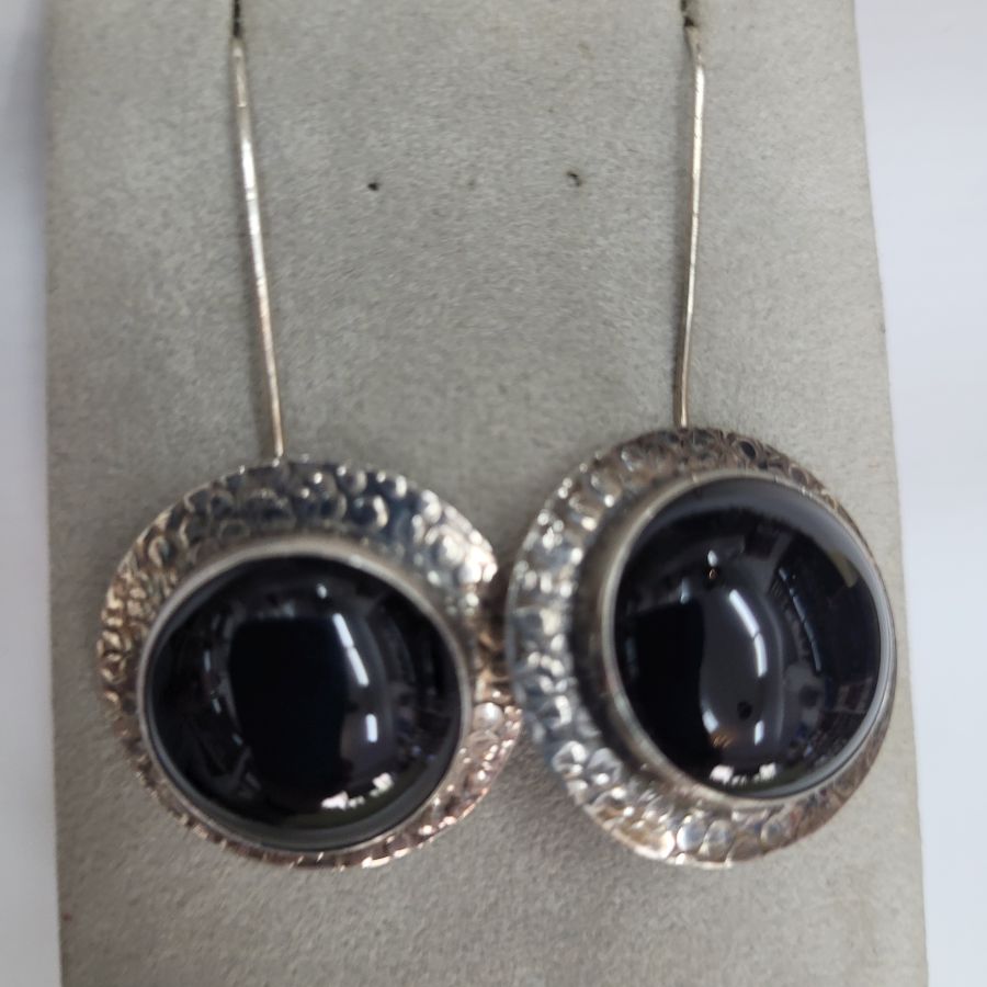Silver earrings oval Onyx - Image 4
