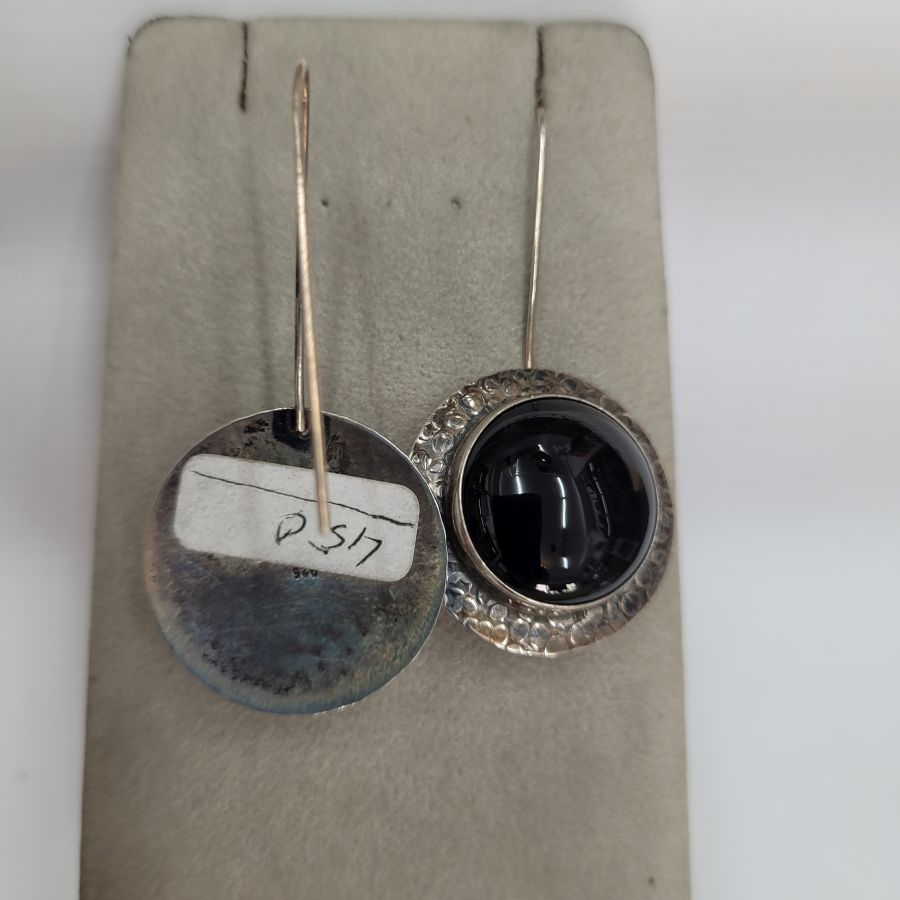 Silver earrings oval Onyx - Image 3