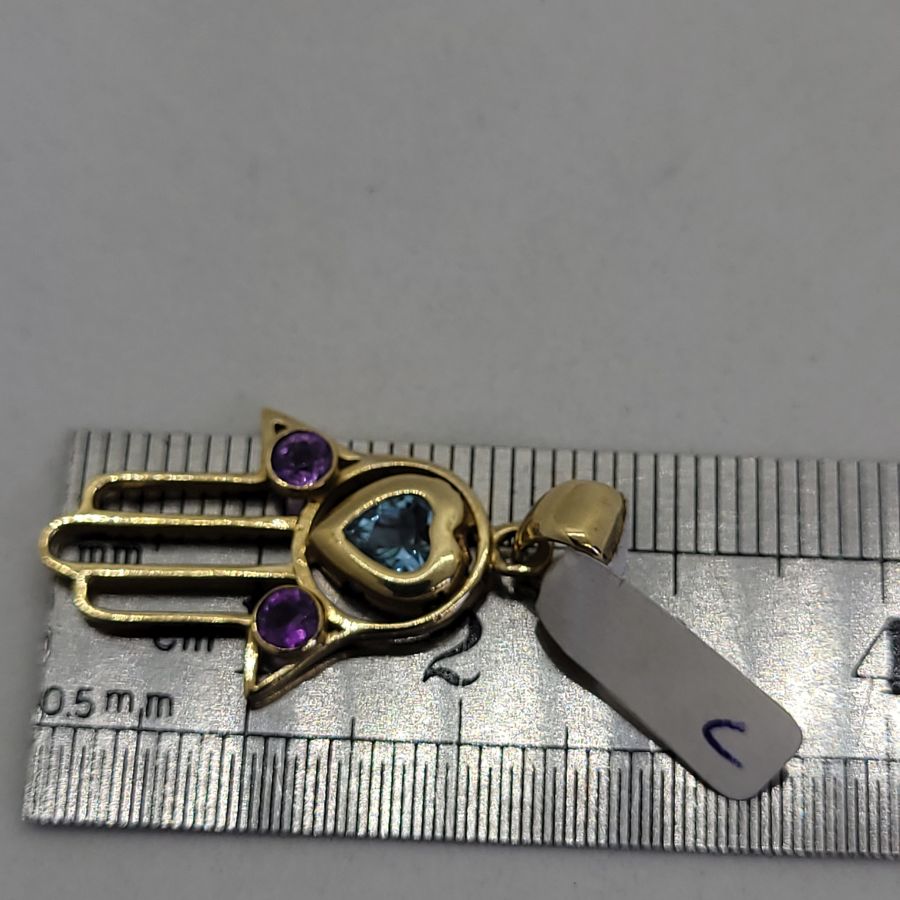 Blue Topaz Amethyst Hamsa - Image 3