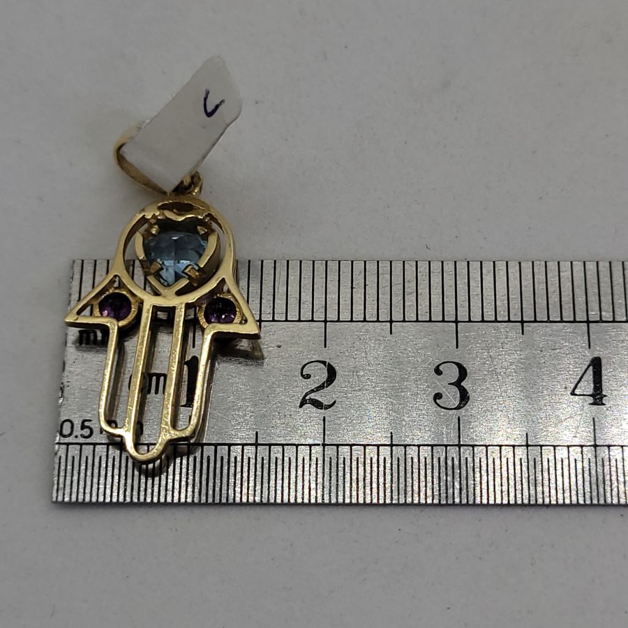 Blue Topaz Amethyst Hamsa - Image 4